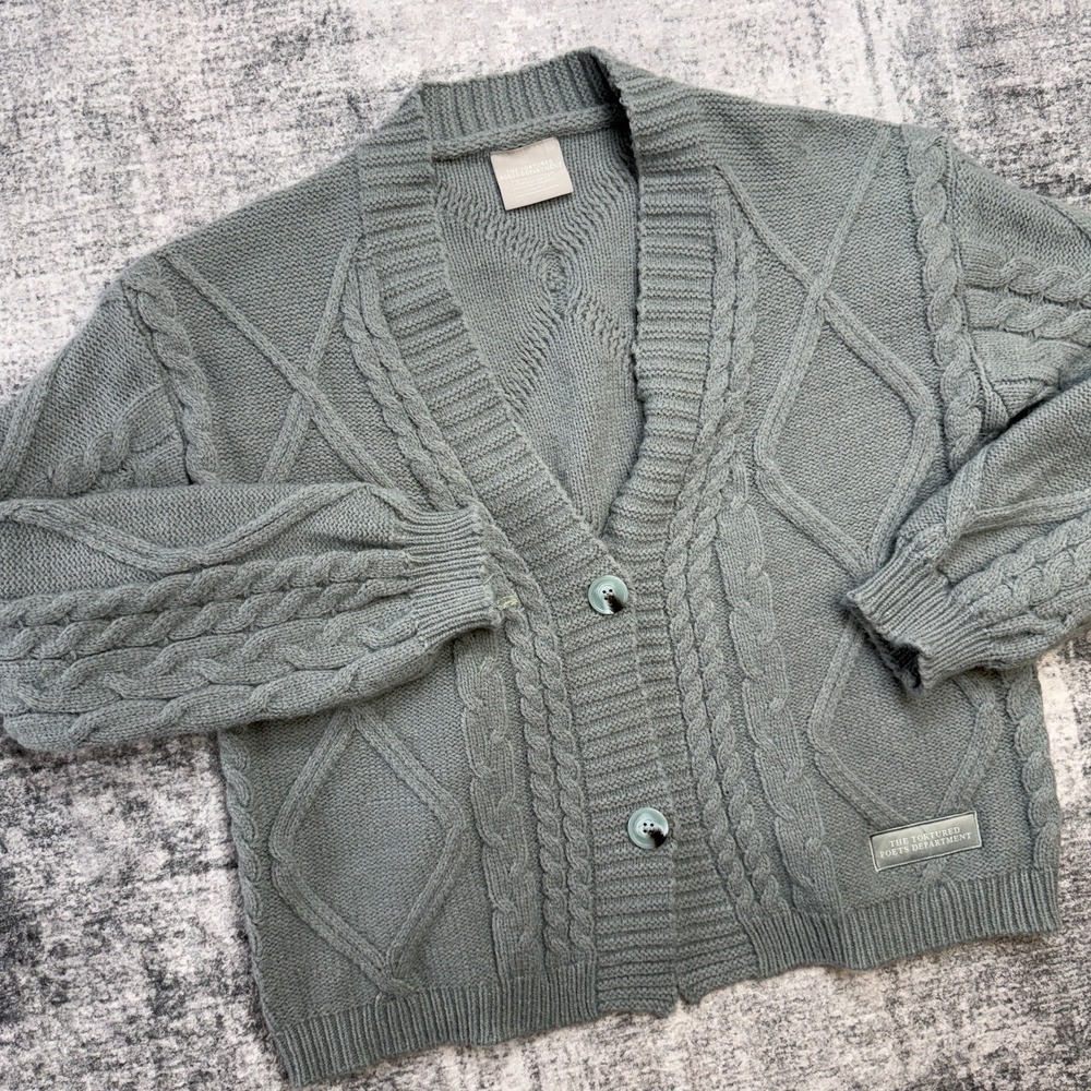 Taylor Swift The Tortured Poets Department Cardigan Sweater XS/Small Cable Knit - Picture 2 of 12
